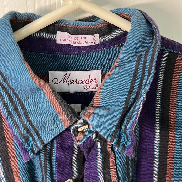 Mercedes By Enro Large Purple, Orange, Blue, White, Black Long Sleeve Button Up - Picture 3 of 6